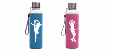Vattenflaska med neoprenomslag – Konståkare (Rosa & Blå)